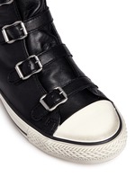 Detail View -Click To Enlarge 'Virgin' buckle leather high top sneakers