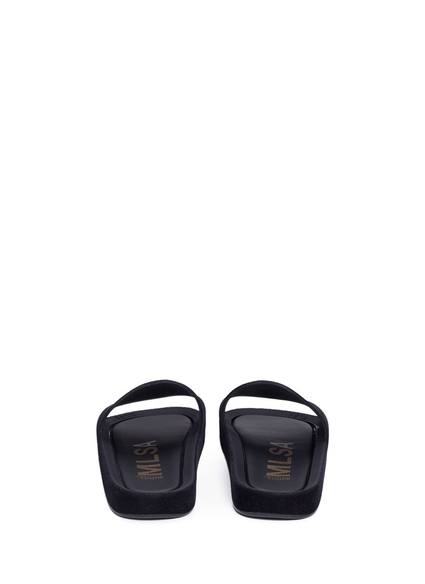MELISSA 'Beach Slide Iii' Flocked Pvc Slides in Black | ModeSens