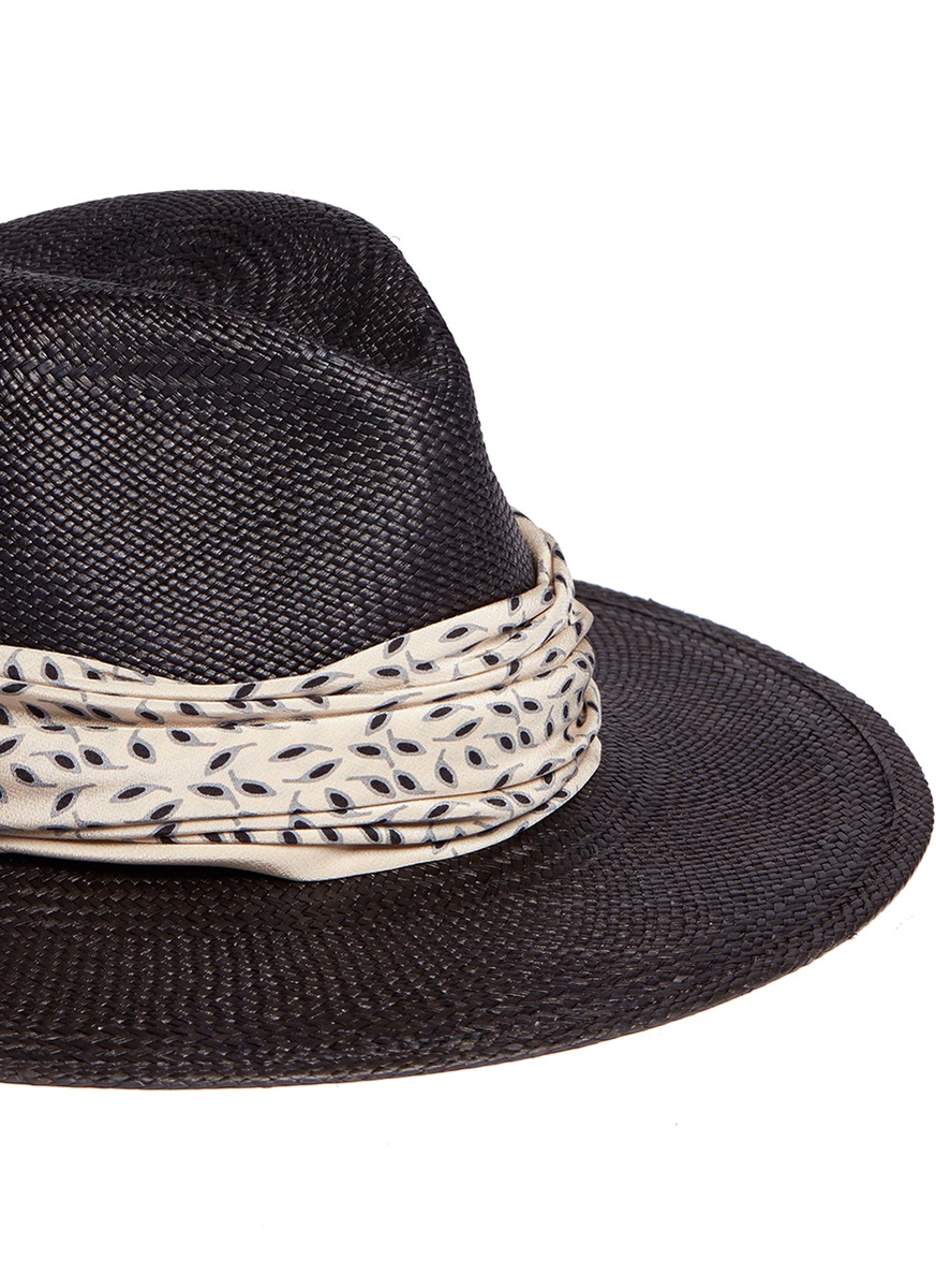 'JOSEPHINE' BANDANA PANAMA STRAW FEDORA HAT