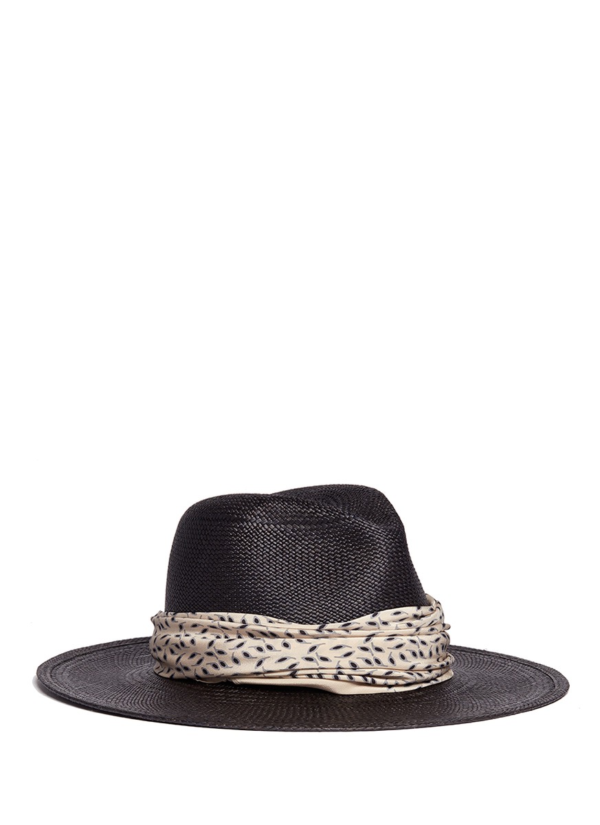 'JOSEPHINE' BANDANA PANAMA STRAW FEDORA HAT