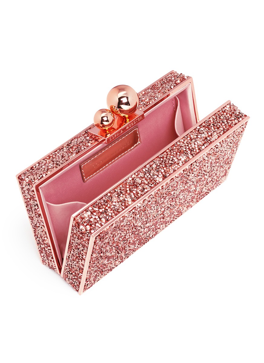 SOPHIA WEBSTER Clara CrystalEmbellished Metal Clutch, Rose Gold ModeSens
