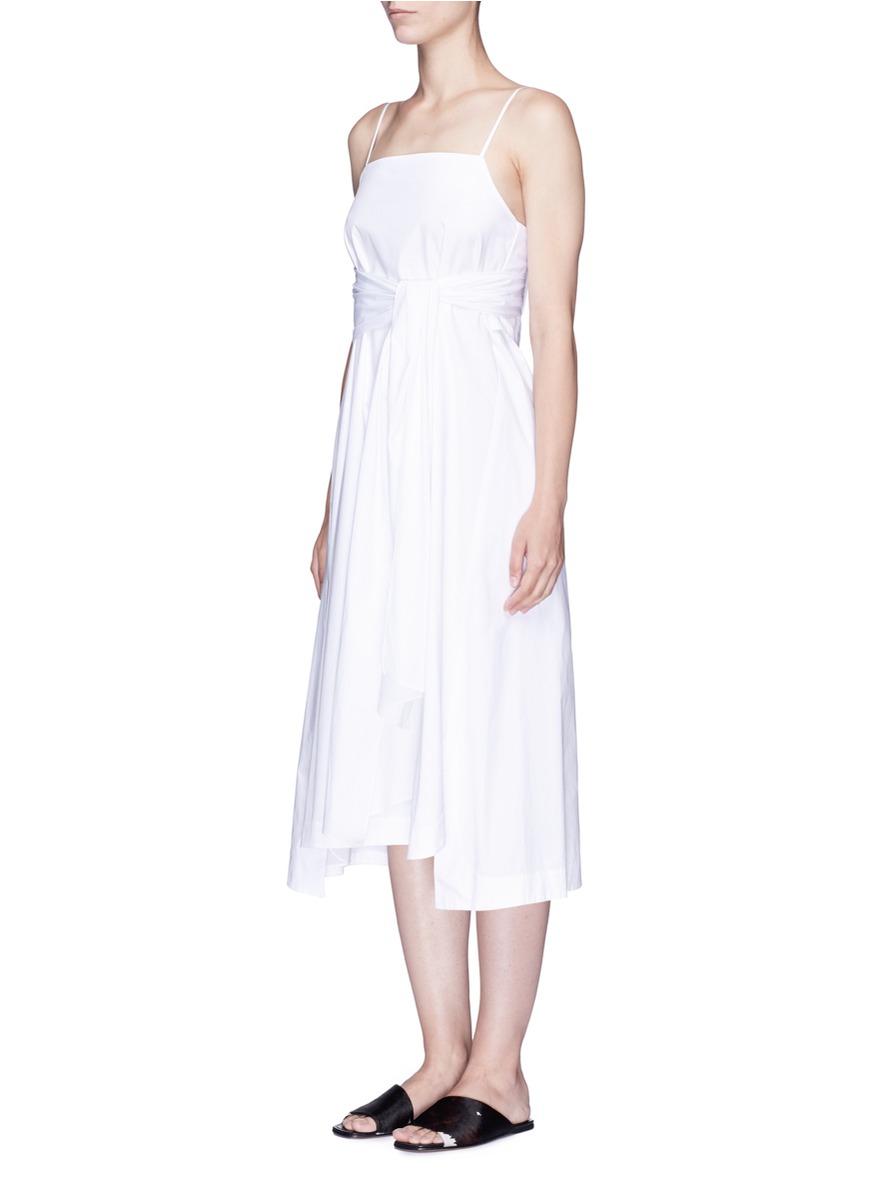 ELIZABETH AND JAMES Oak StretchCotton Poplin Midi Dress in White