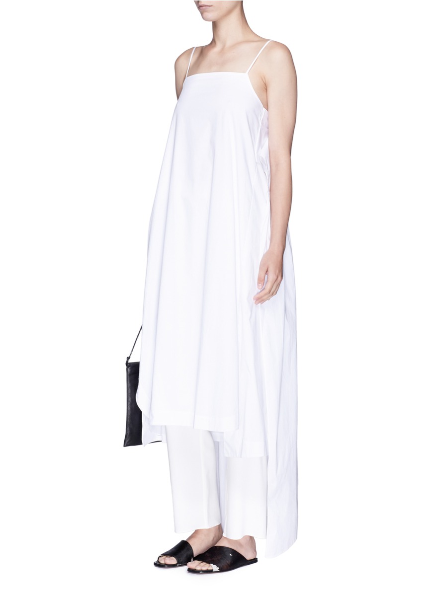 ELIZABETH AND JAMES Oak StretchCotton Poplin Midi Dress in White