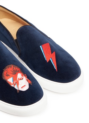 Trist David Bowie闪电刺绣天鹅绒便鞋展示图