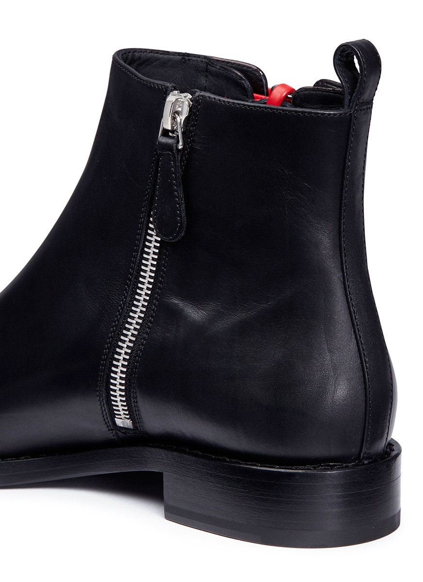 alexander mcqueen leather boots length