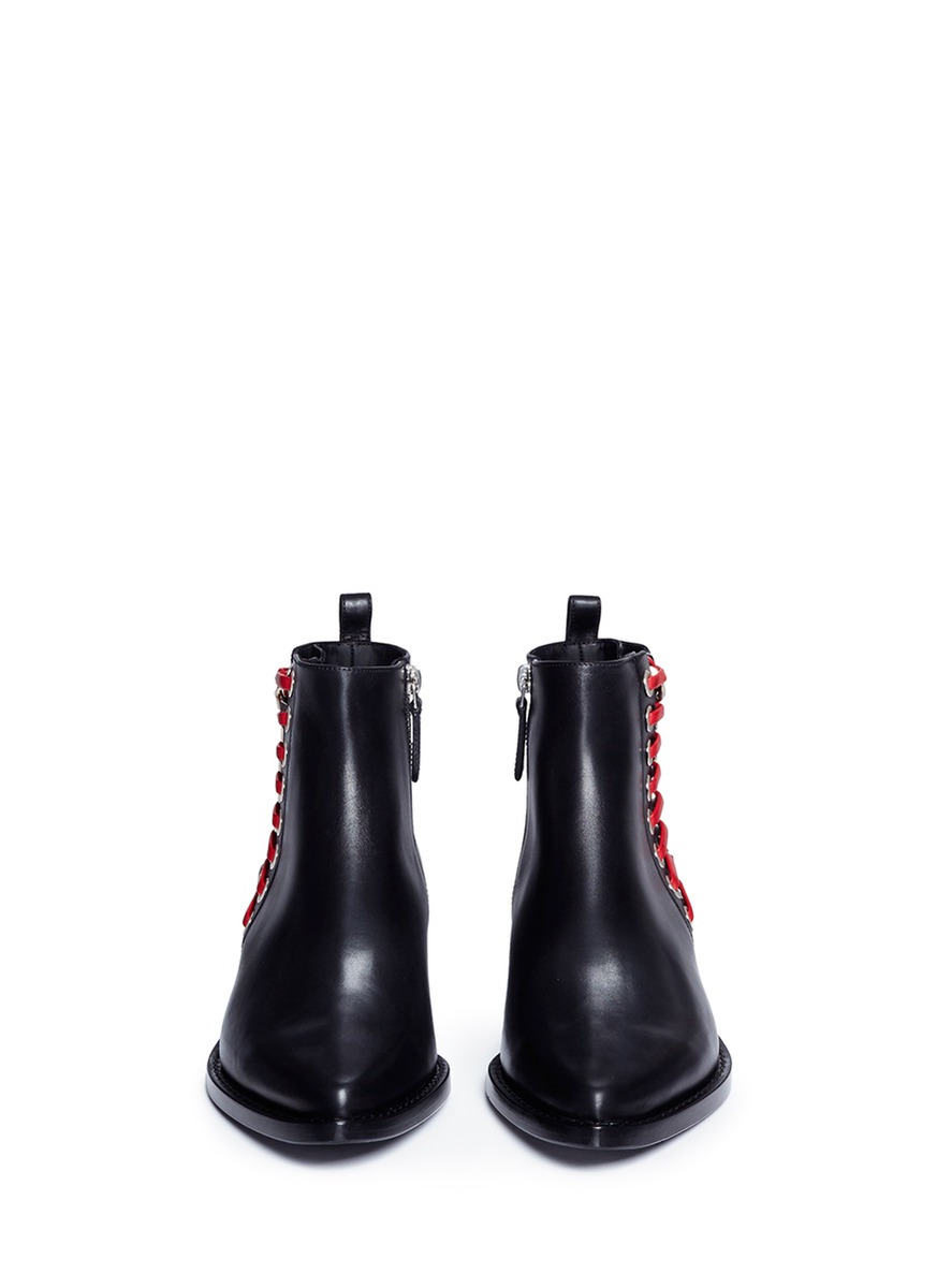 alexander mcqueen embellished leather ankle boots