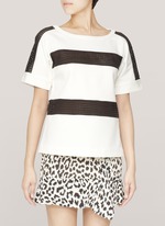 Thakoon Addition&nbsp;Eyelet stripe T-shirt