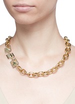 Figure View -Click To Enlarge 'Pyramides' mix gemstone crystal pavé pyramid stud necklace