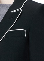 Detail View -Click To Enlarge Contrast piping leaf crepe blazer