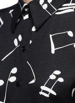Detail View -Click To Enlarge Musical note print bell sleeve shirt