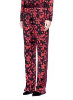 Front View -Click To Enlarge Floral print silk satin pyjama pants