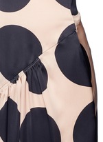 Detail View -Click To Enlarge Polka dot print pleated silk dress