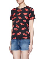 Front View -Click To Enlarge Lip print slub jersey T-shirt