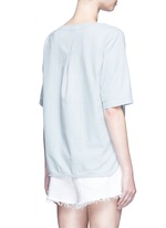 Back View -Click To Enlarge Washed denim lace-up top
