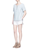 Figure View -Click To Enlarge Washed denim lace-up top