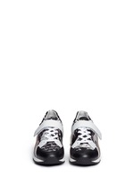 Front View -Click To Enlarge 'Comet' camouflage cube print leather sneakers