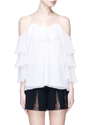 Main View - Click To Enlarge Main View - Click To Enlarge - alice + olivia - 'Marylee' ruffle off-shoulder silk crepe blouse
