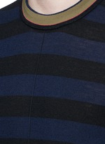 Detail View -Click To Enlarge Contrast neck stripe wool sweater