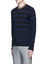 Front View -Click To Enlarge Contrast neck stripe wool sweater