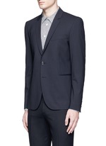 Front View -Click To Enlarge Slim fit micro check wool blazer