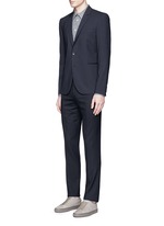 Figure View -Click To Enlarge Slim fit micro check wool blazer