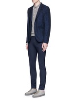 Figure View -Click To Enlarge Slim fit micro check wool pants