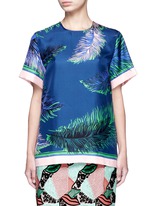Main View -Click To Enlarge Feather print silk twill top