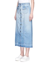 Front View -Click To Enlarge 'The Sally' raw hem button skirt
