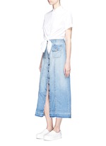 Figure View -Click To Enlarge 'The Sally' raw hem button skirt