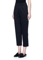 Front View -Click To Enlarge 'Leanne' elastic waist scuba jersey cropped pants
