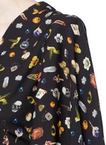 Detail View -Click To Enlarge Obsession print slit sleeve cape dress