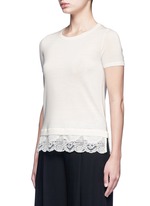 Front View -Click To Enlarge 'Lilany' lace hem short sleeve wool sweater