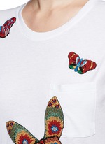 Detail View -Click To Enlarge Beaded butterfly embroidery T-shirt