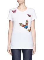 Main View -Click To Enlarge Beaded butterfly embroidery T-shirt
