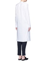 Back View -Click To Enlarge Split front cotton blend poplin long shirt