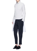Figure View -Click To Enlarge Split front cotton blend poplin long shirt