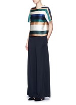 Figure View -Click To Enlarge Stripe silk blend satin cropped T-shirt