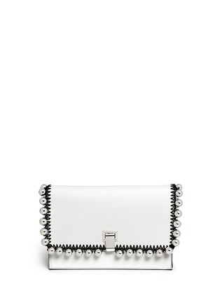 Main View - Click To Enlarge Main View - Click To Enlarge - Proenza Schouler - 'Lunch Bag' small metallic pompom crochet leather clutch