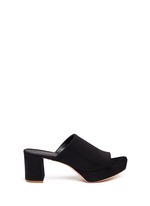 Main View -Click To Enlarge Block heel suede mules