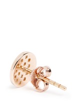 Detail View -Click To Enlarge 'Moon Phase' mismatched diamond 18k rose gold earrings