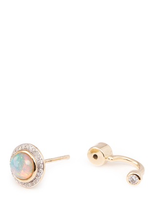 Click To Zoom Pamela Love - 'Gravitation' diamond pavé opal stud earrings