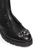 Detail View -Click To Enlarge 'Hatcher' crystal toe leather combat boots