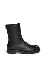 Main View -Click To Enlarge 'Hatcher' crystal toe leather combat boots