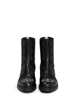 Figure View -Click To Enlarge 'Hatcher' crystal toe leather combat boots