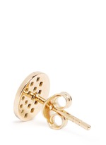 Detail View -Click To Enlarge 'Moon Phase' mismatched sapphire 18k yellow gold earrings