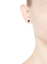 Figure View -Click To Enlarge 'Moon Phase' mismatched sapphire 18k yellow gold earrings