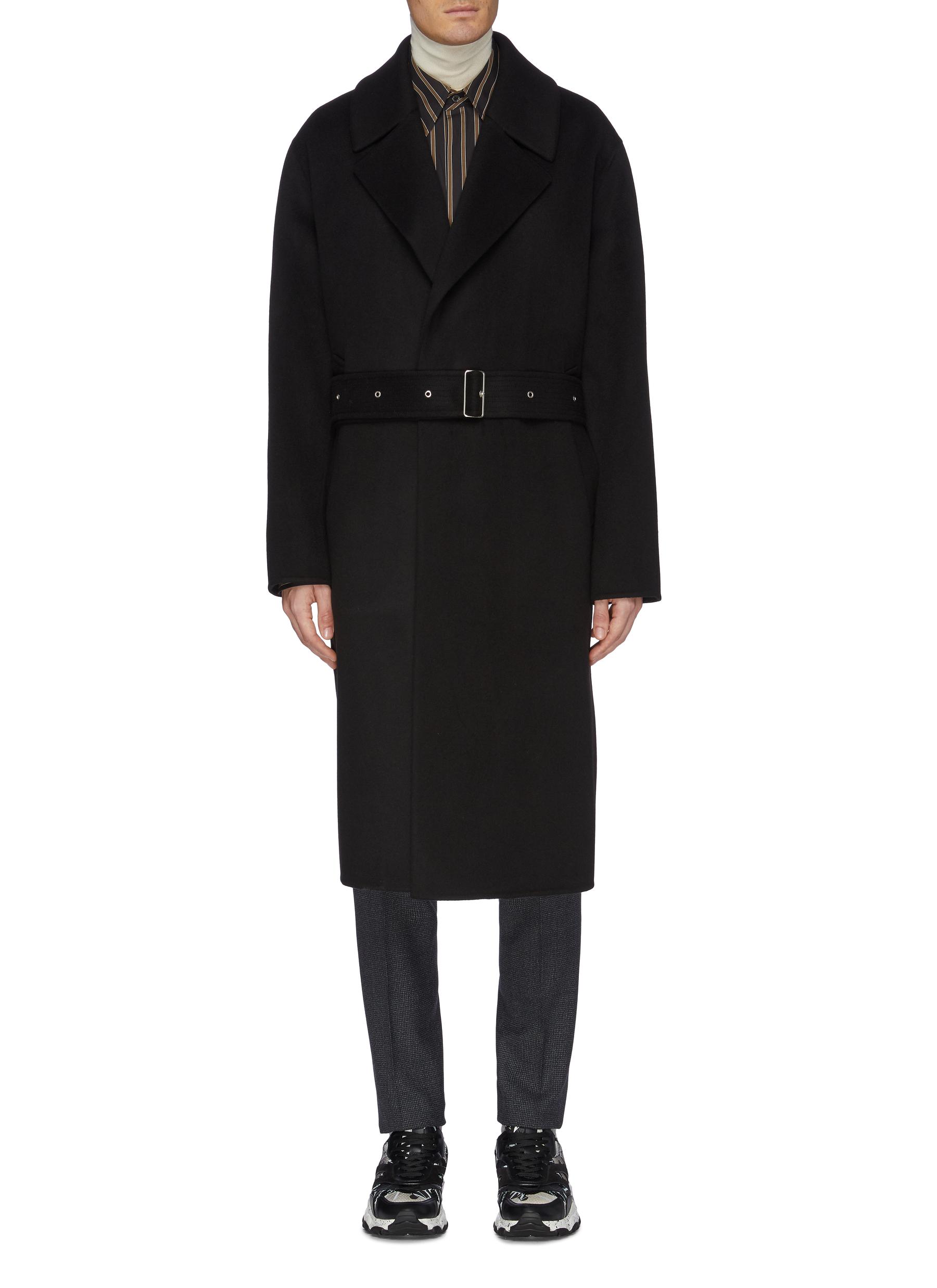 Solid Homme Belted Wool Cashmere Melton Coat Modesens