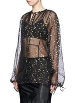 Front View -Click To Enlarge 'Vachir' metallic thread silk organza blouse