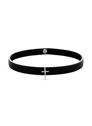 Main View - Click To Enlarge Main View - Click To Enlarge - Lynn Ban - 'Pavé Cross Stud' diamond leather choker