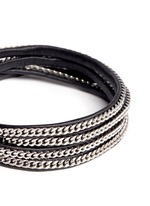 Detail View -Click To Enlarge 'Capri 5 Wrap' silver chain leather bracelet